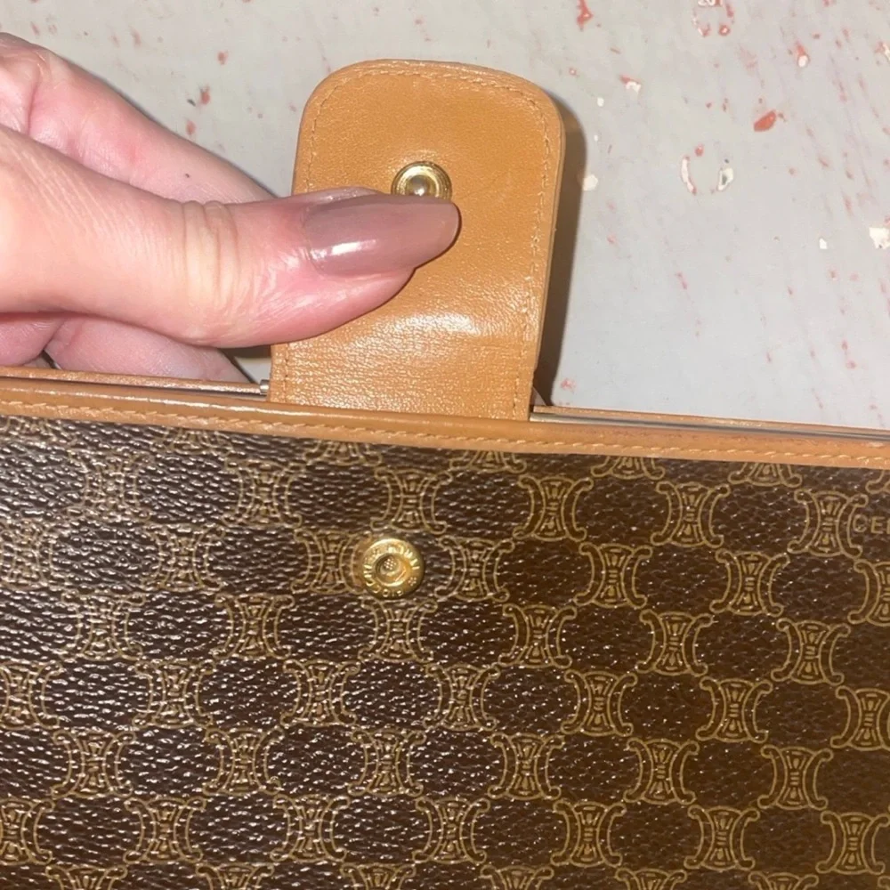 Celine Leather Brown Logo Continental Wallet